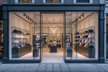 Modern Urban Boutique Featuring Transparent Facade and Curated Product Showcase