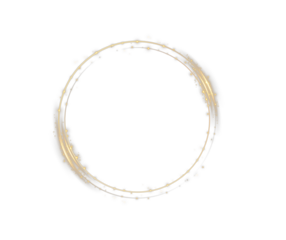 Gold Glowing Ring PNG – Golden Circle Clipart with Dust Particles Transparent Background for Design, Light Halo, Shiny Gold Frame, Sparkle Magic Aura Overlay PNG