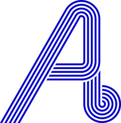 A letter initial logo design template vector illustration. Blue typography on white background.  The letter A is formed from lines.
