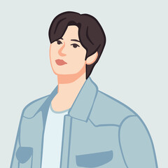 Fototapeta premium Stylish Korean Boy Portrait with Trendy Outfit - Profile Style Art