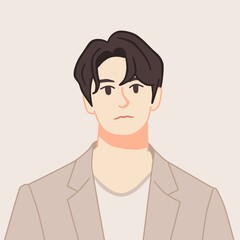 Stylish Korean Boy Portrait with Trendy Outfit - Half Body Illustration