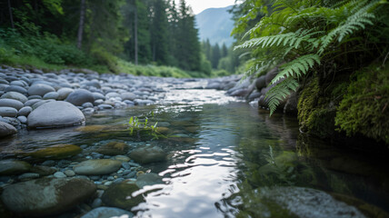 Obraz premium Clear water stream showcasing natural transparency in a scenic environment