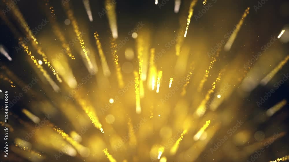 Poster golden light trails sparkle against dark backdrop creating majestic abstract display