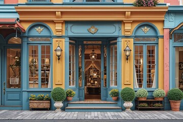 Vintage Boutique Storefront Design with Retro Architecture and Charming Facades