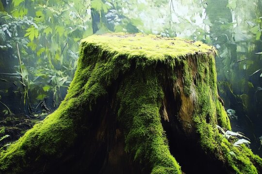 green moss on tree