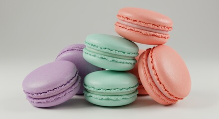 Obraz premium Stacked Pastel Macarons in Vibrant Colors