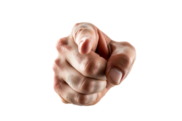 Pointing gesture in photo studio