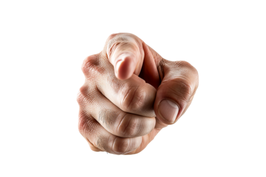 Pointing gesture in photo studio