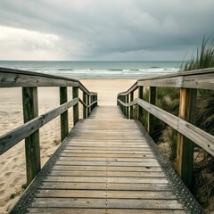 Fototapeta premium Wooden Pathway To The Beach.