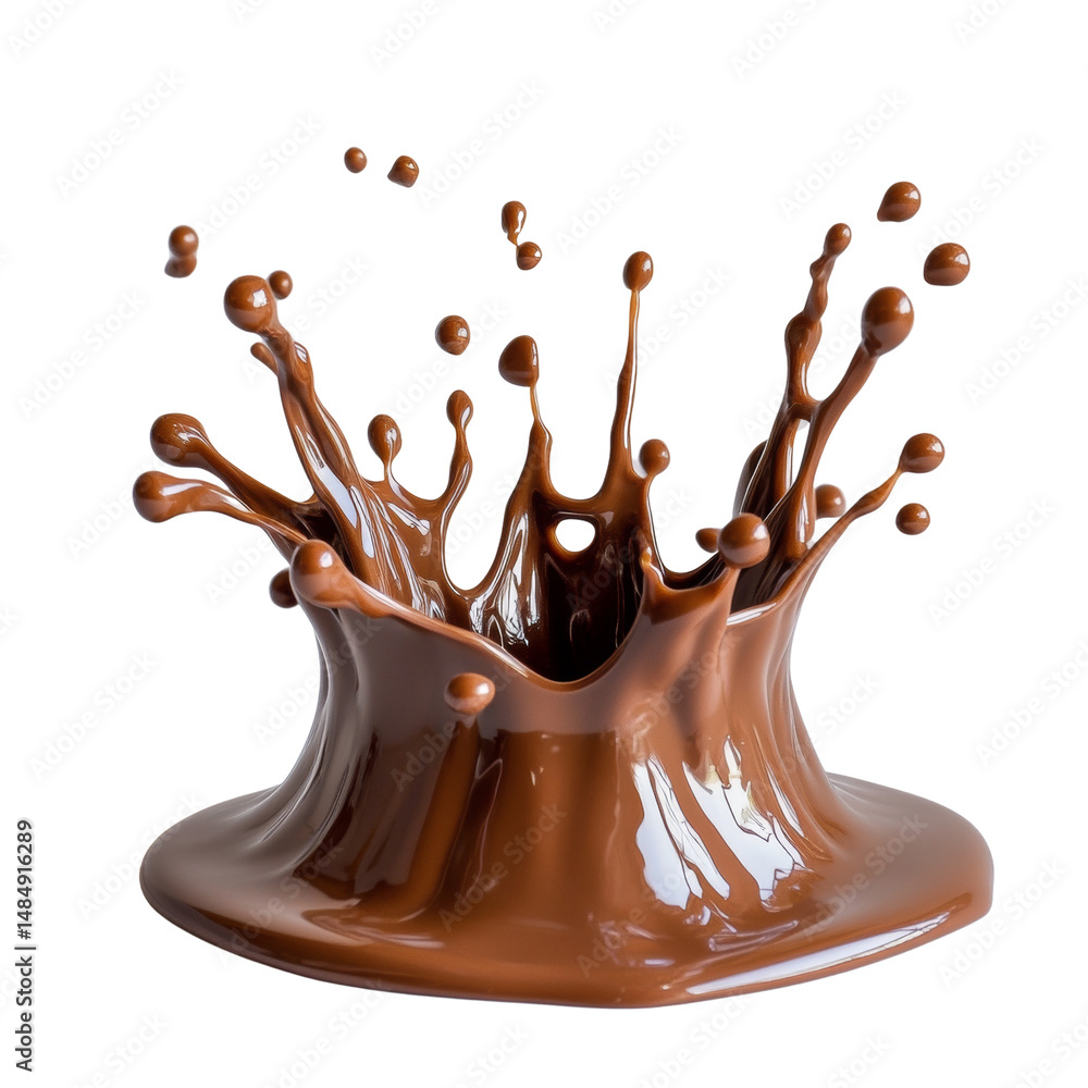 Poster chocolate splash in dramatic presentation against an isolated background