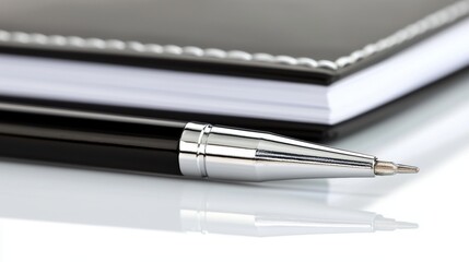 A black pen with a silver tip.