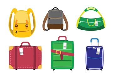Travel Suitcases and Backpacks vector illustration