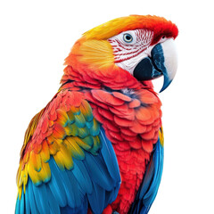 Fototapeta premium A vividly colored macaw with breathtaking details displaying vibrant on transparent background