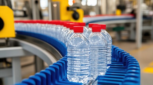 Water Bottle Production Line in Modern Manufacturing Facility