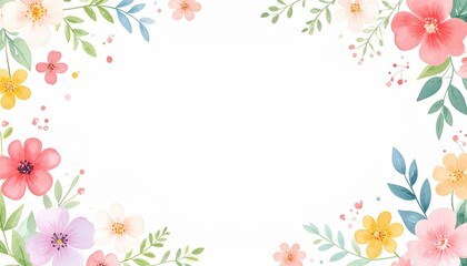 Fototapeta premium Vibrant floral border design digital art nature colorful aesthetic celebration