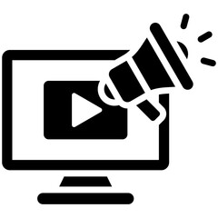 Video Marketing Solid Icon Vector Illustration