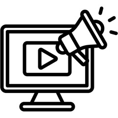 Video Marketing Lineal Icon Vector Illustration