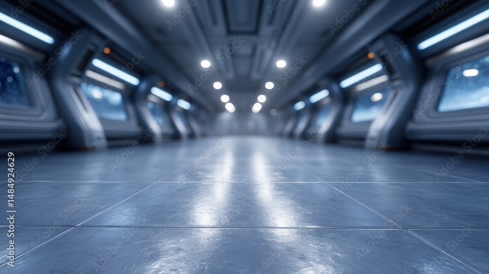 Poster spacious futuristic interior showcasing sleek architecture and ambient lighting with modern windows 