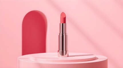 Elegant Lipstick Mockup  Product Presentation on Minimalist Pink Background