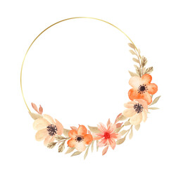 Watercolor flowers frame background vector for design.