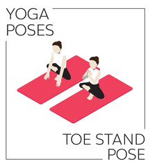 Yoga Pose Toe Stand Isometric Vector Set