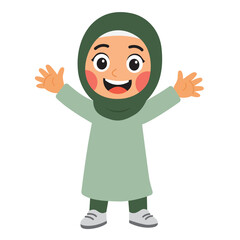 cartoon illustration of woman wearing hijab