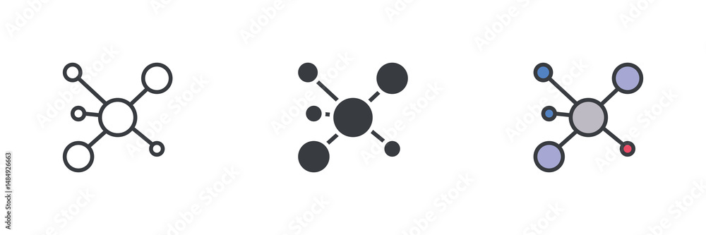 Poster network, connection different style icon set