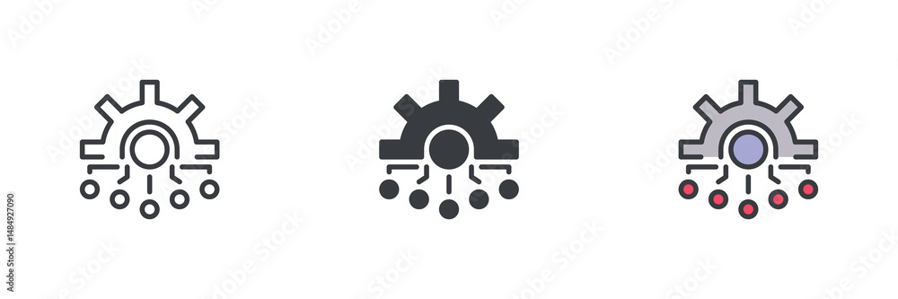 Poster Machine learning different style icon set