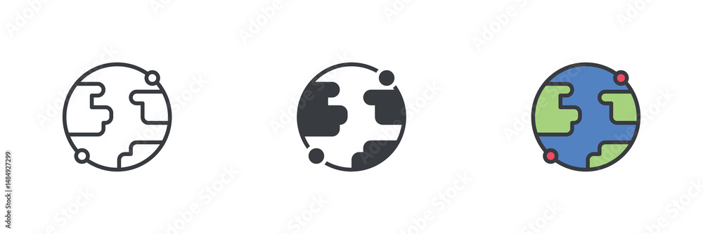Poster Geolocation technology different style icon set