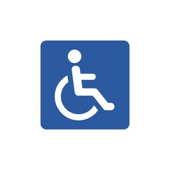 Blue disabled handicap icon isolated on white background