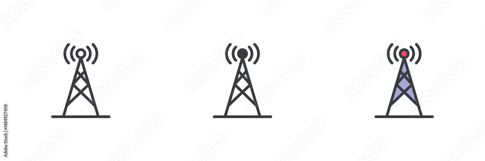 Aufkleber broadcast tower different style icon set