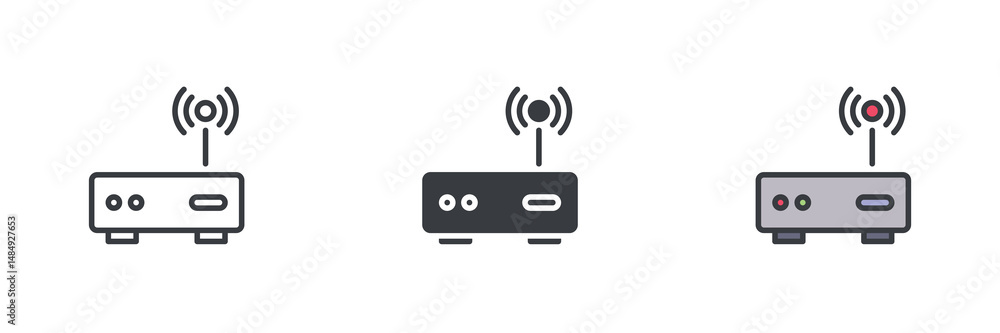 Poster Wireless router different style icon set