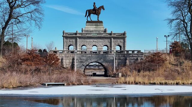 Lincoln Park At Chicago In Illinois United States. Downtown City. Leisure Park Landscape. Lincoln Park At Illinois United States. Metropolitan District. Winter Scenery.