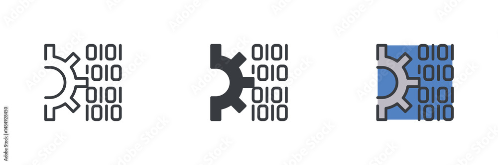 Poster Digital control system different style icon set