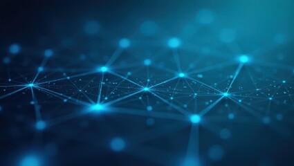 Obraz premium Abstract closeup of interconnected nodes and lines in a digital network design