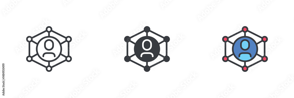 Poster social network different style icon set