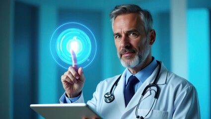 Confident medical professional using digital technology in a contemporary healthcare setting