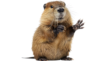 Cute rodent looking directly at viewer isolated on transparent or white background. Generative ai