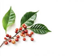 branch of red coffee isolated on white