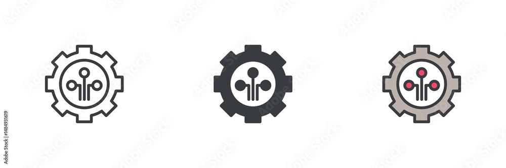 Poster smart technology different style icon set
