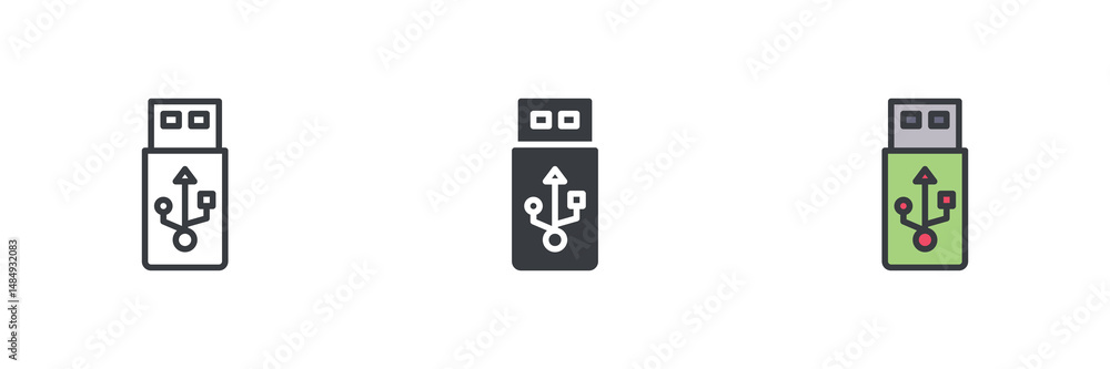 Poster usb flash drive different style icon set