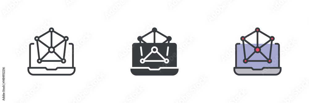 Poster Network monitoring and analysis different style icon set