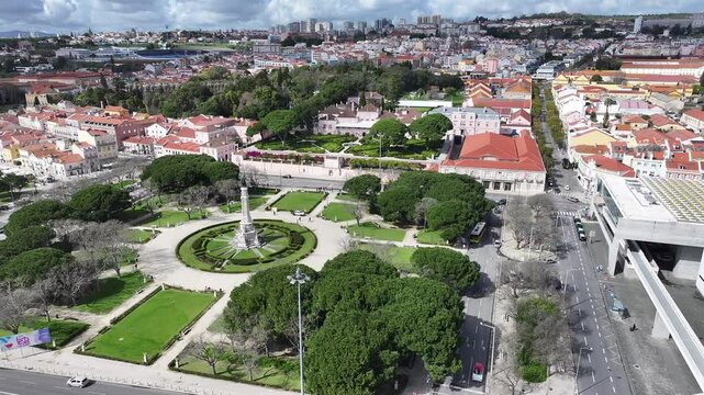 Belem Palace At Lisbon In Lisbon District Portugal. Government Building. Afonso De Albuquerque Garden. Belem Palace At Lisbon In Portugal. Presidential Office. Landmark Square. Portugal Skyline.