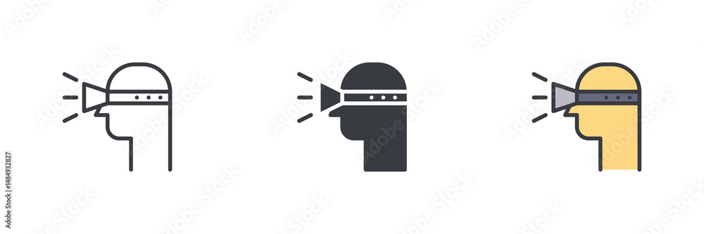 Poster virtual reality headset different style icon set