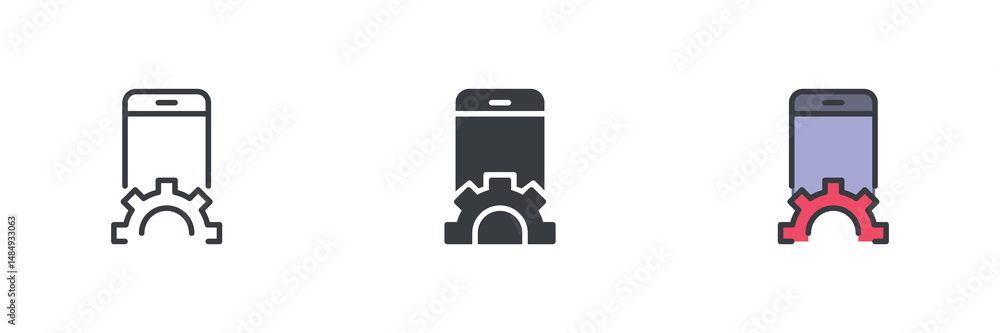 Aufkleber mobile settings different style icon set