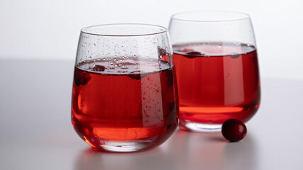 Cranberry Juice Glasses Isolated Refreshing Red Berry Drink Beverage