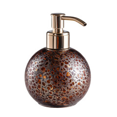 Obraz premium Decorative liquid soap dispenser with gold pump on transparent background