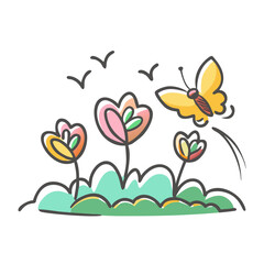 butterfly garden icon, butterfly garden vector illustration-simple illustration of butterfly garden, perfect for butterfly garden logos and icons