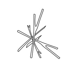 A pile of sticks with a few broken ones