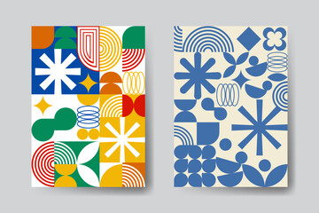 Modern abstract covers set, minimal covers design. Colorful geometric background, vector illustration.